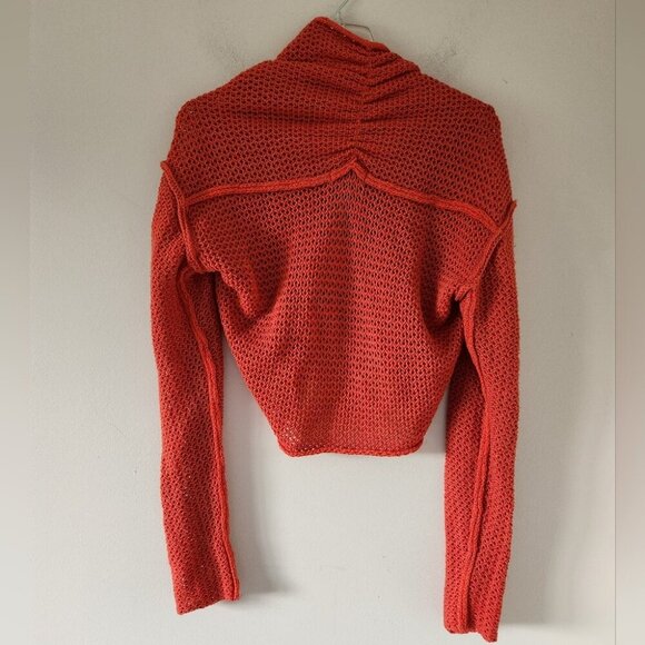 UO URBAN OUTFITTERS | Tess Ruched Shrug Sweater Orange Sz S - Picture 4 of 6